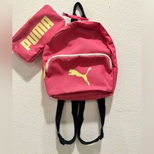 Puma Pink Kids Backpack with Neon Yellow Logo